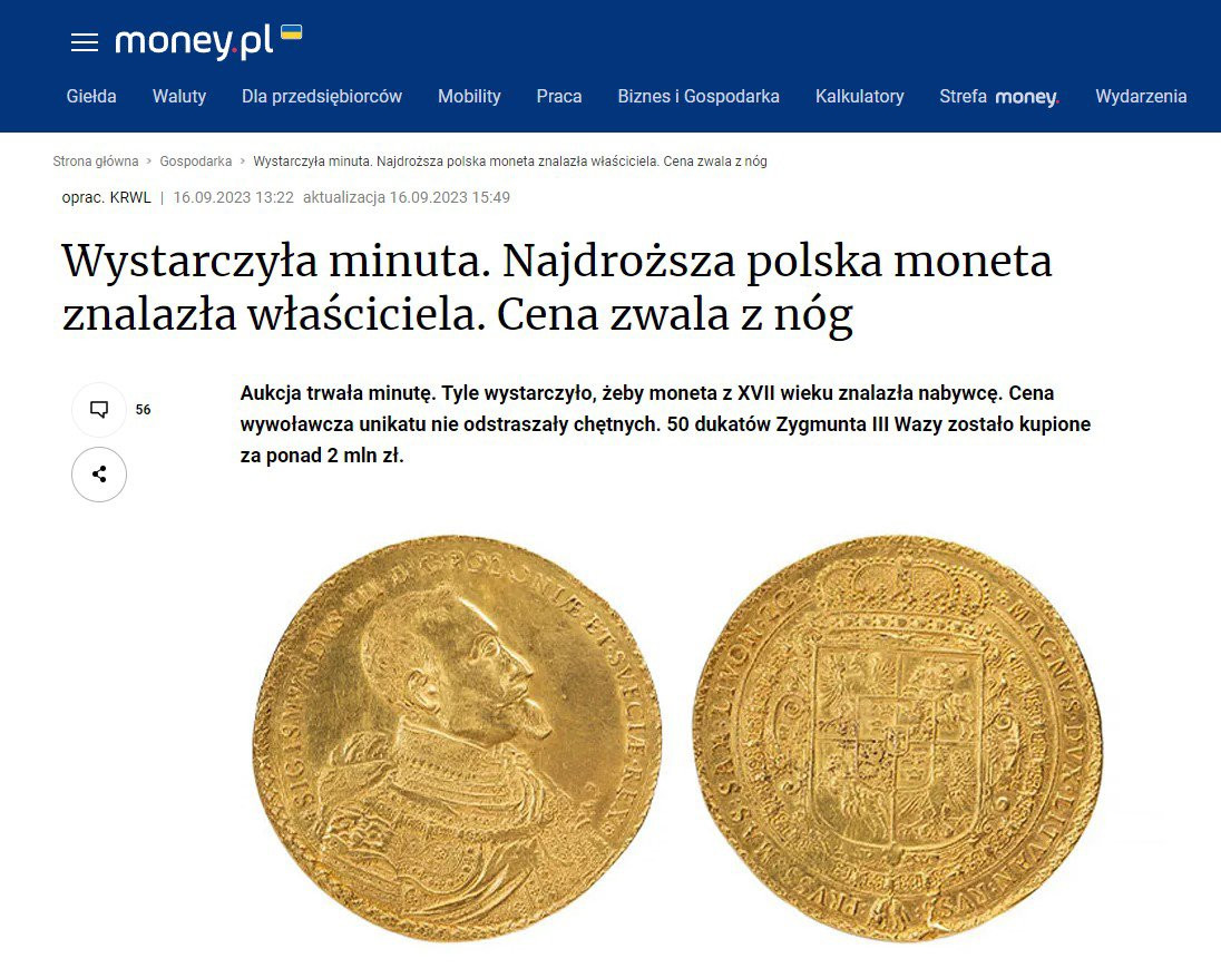 Wystarczyła minuta. Najdroższa polska moneta znalazła właściciela. Cena zwala z nóg